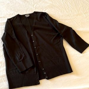 Ann Taylor Black V Neck Lightweight Cardigan